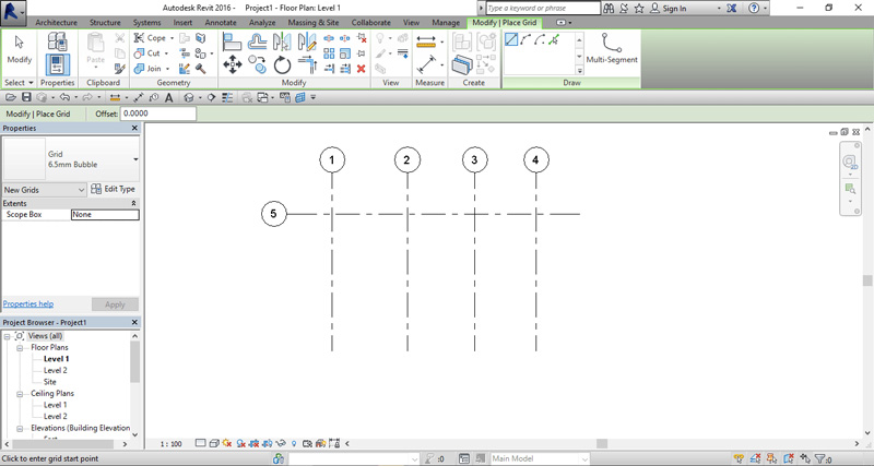 آموزش Grid در Revit