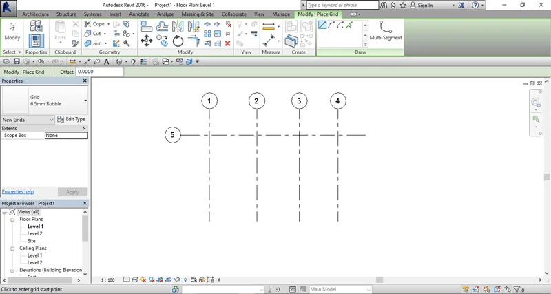 آموزش Grid در Revit