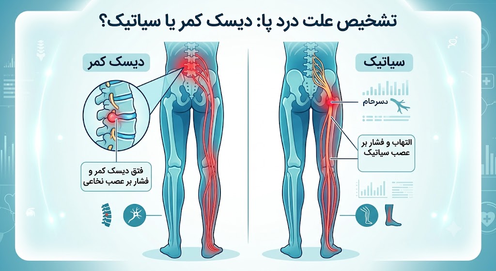 درد پای شما نشانه دیسک کمر است یا سیاتیک؟
